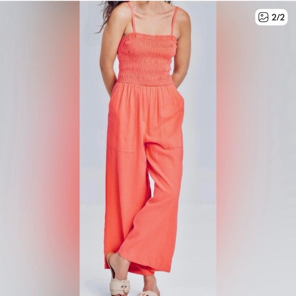 Universal Threads Bright Orange linen  Jumpsuit